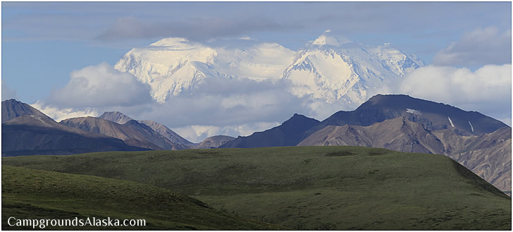 Mt. McKinley is viewable from Savage River Campground