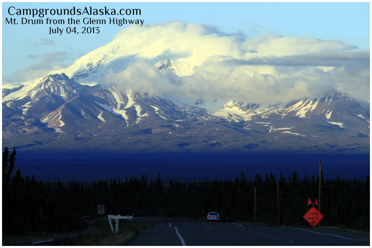 Glennallen Alaska with Mount Drum in the background.