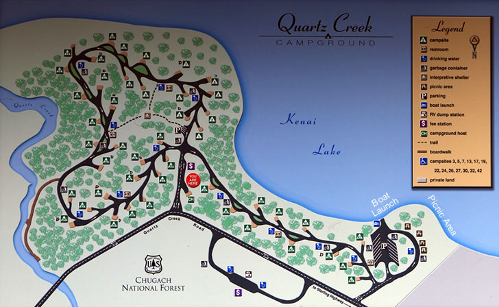 Map of Quartz Creek Campground Campsites.