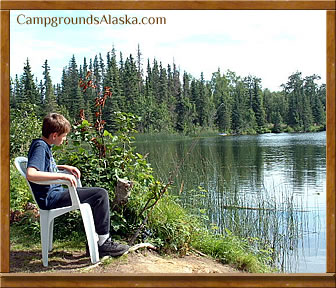 Our youngest son, Mike Jameson, enjoying a little trout fishing at Johnson Lake.